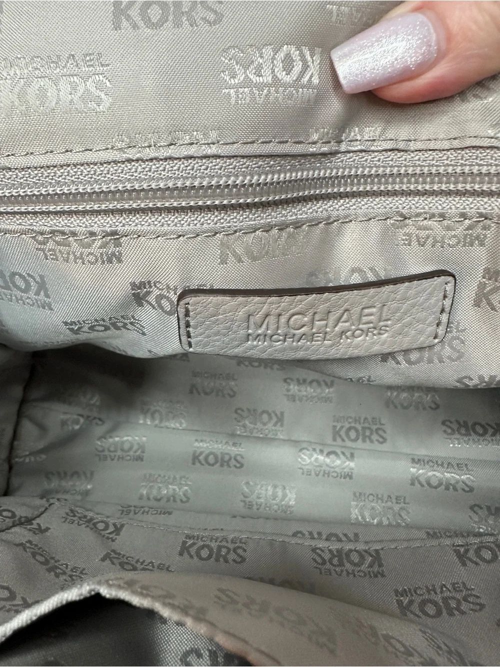 Michael Kors Pebbled Leather Crossbody Bag in Taupe Gray - Picture 9 of 10
